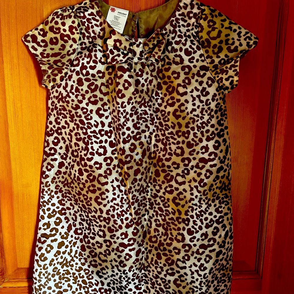 2/$20 Vintage Holiday leopard print dress sz 5T